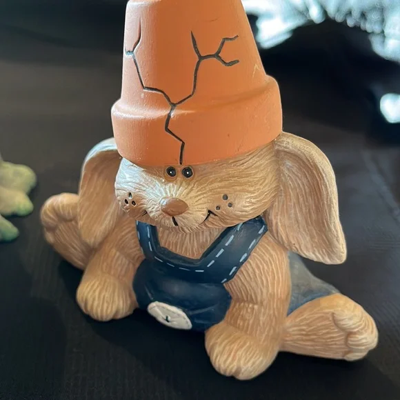 Set of two bunnies,bunny laying down 7”L, 4”T, sitting bunny, 4.50”T - Picture 2 of 3